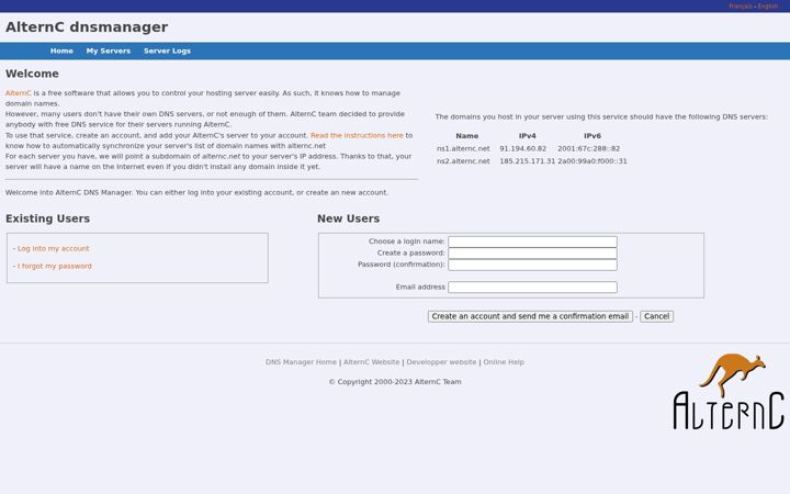 Screenshot of alternc.net