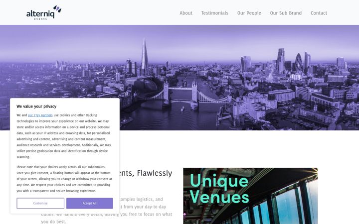 Screenshot of alterniqevents.com