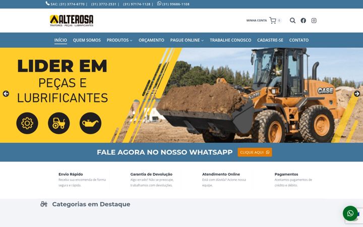 Captură de ecran a alterosatratores.com.br