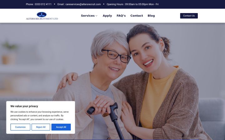 Screenshot ta' altersrecruit.com