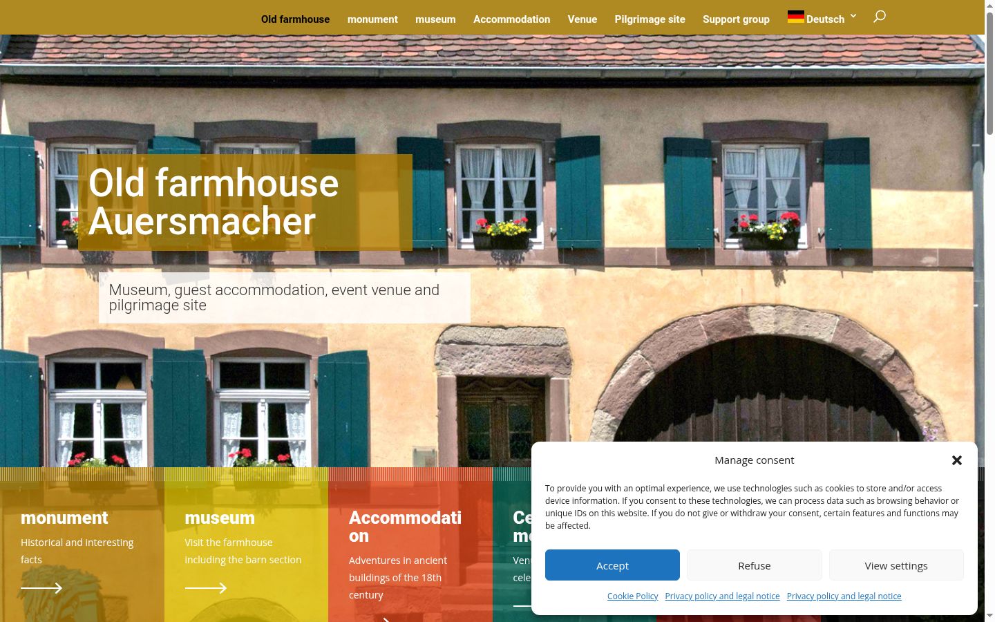 Capture d'écran de la bannière de consentement affichée avant toute interaction