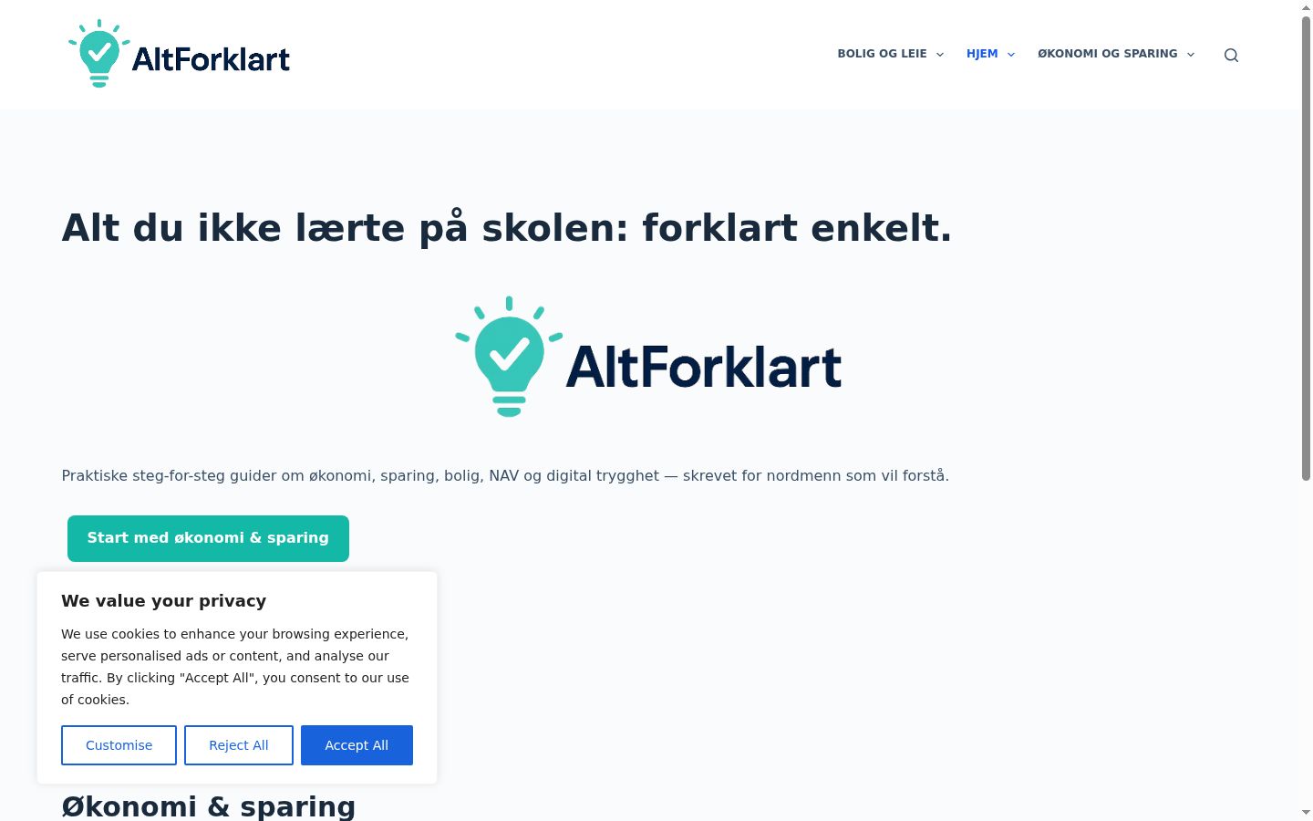 Screenshot del banner di consenso mostrato prima di qualsiasi interazione