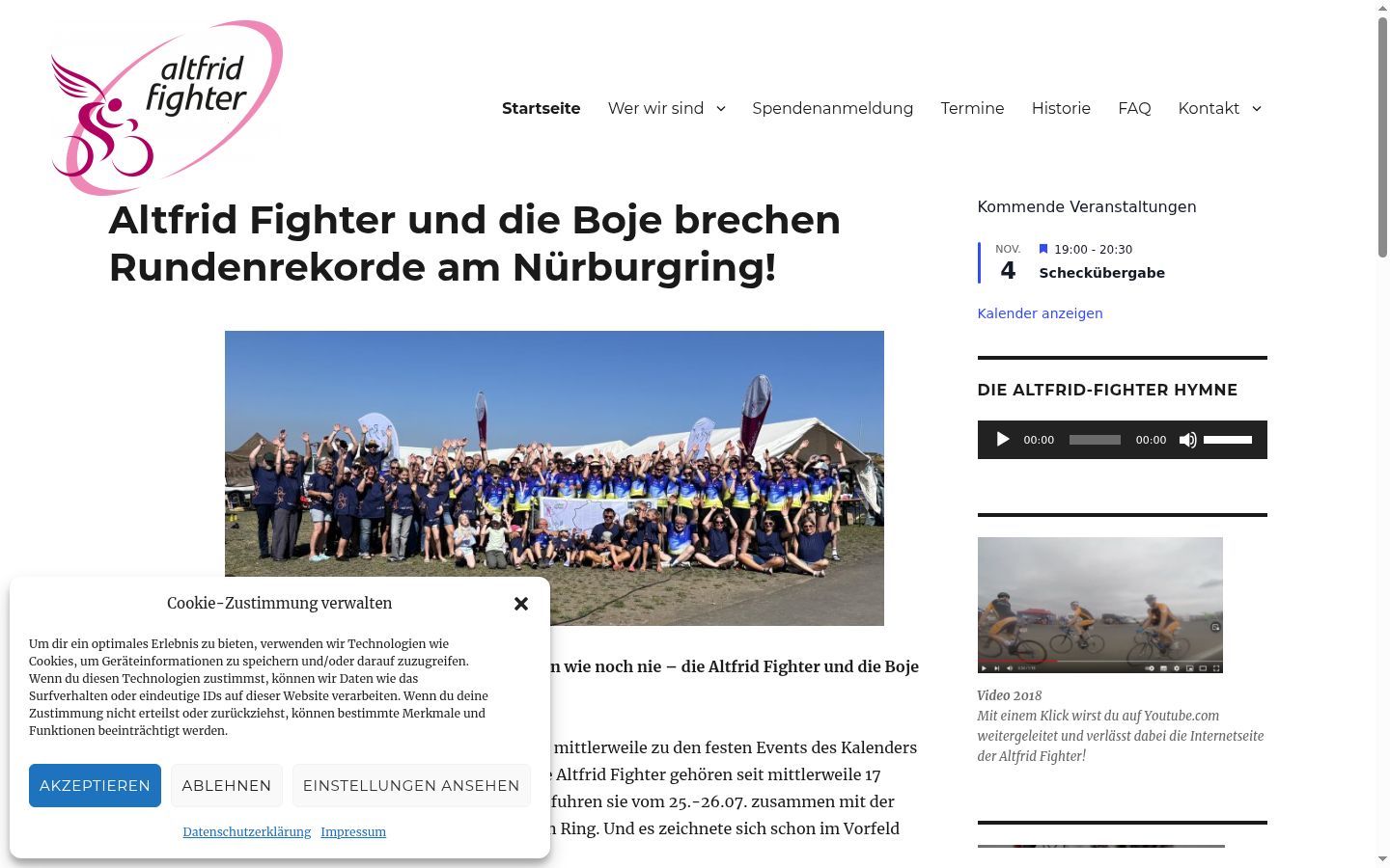 Ekrānuzņēmums ar piekrišanas baneri, kas tika rādīts pirms jebkādas mijiedarbības