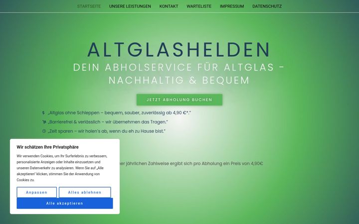 Screenshot of altglashelden.de