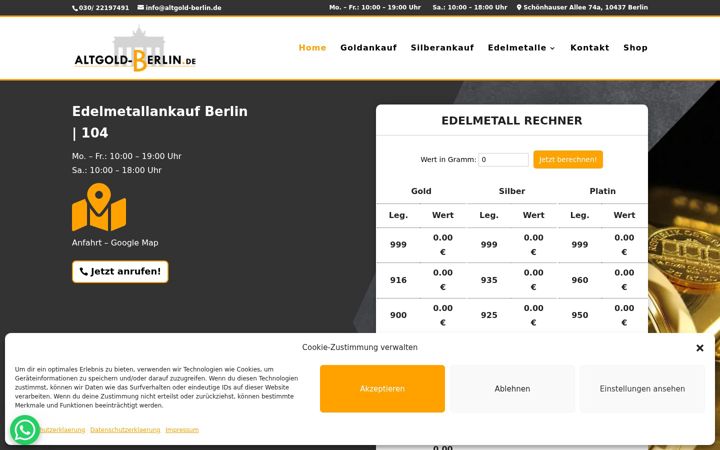 Screenshot of altgold-berlin.de