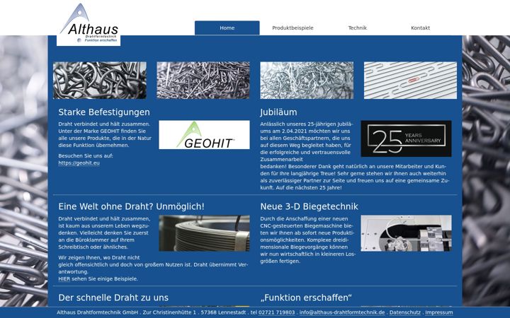Screenshot of althaus-drahtformtechnik.de