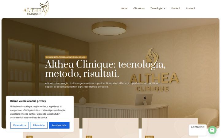 Screenshot stránky altheaclinique.it
