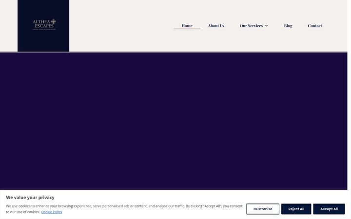 Screenshot von altheaescapes.com