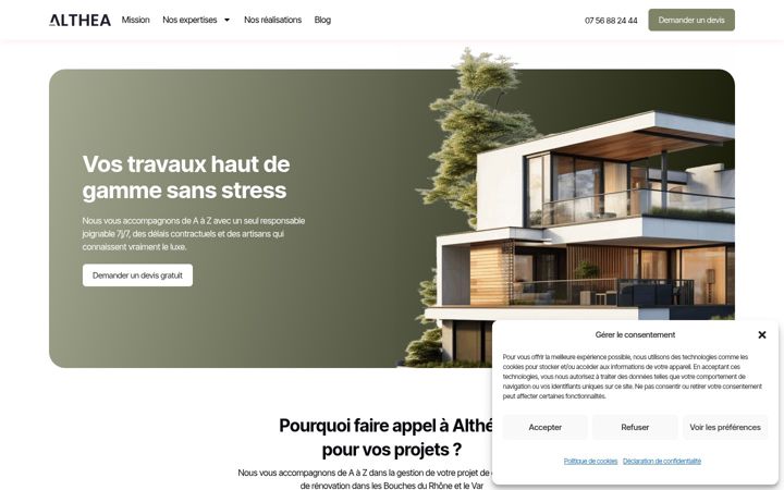 Screenshot stránky altheagroupe.com