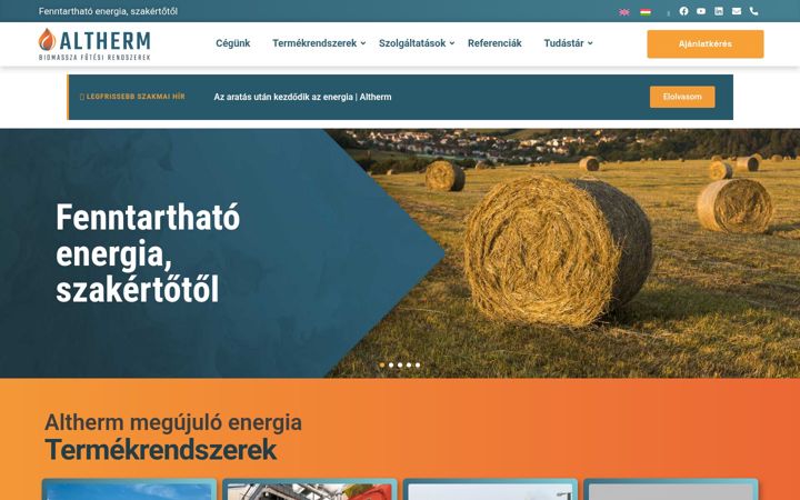Snímek obrazovky altherm.hu