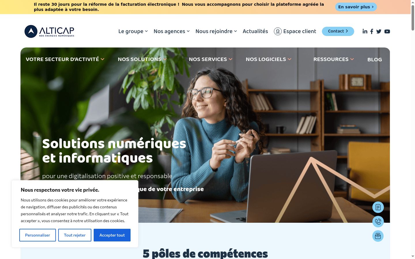 Captura de ecrã do banner de consentimento apresentado antes de qualquer interação