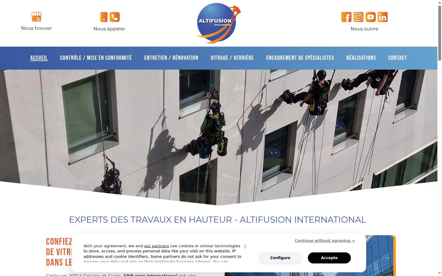 Screenshot del banner di consenso mostrato prima di qualsiasi interazione