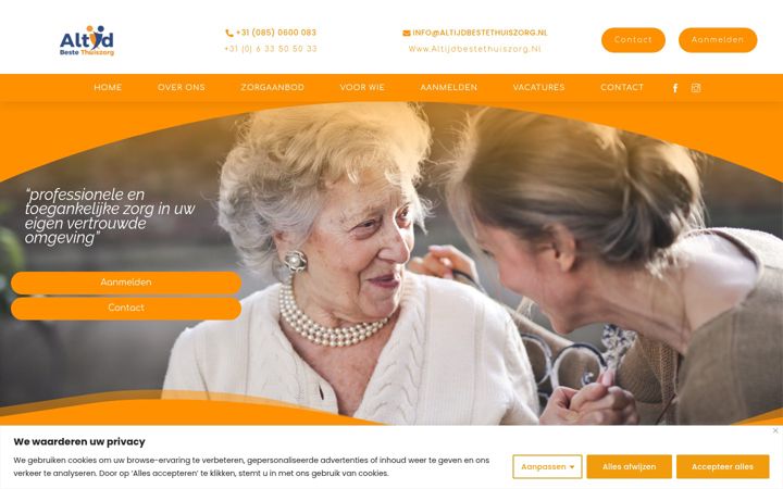 Screenshot of altijdbestethuiszorg.nl