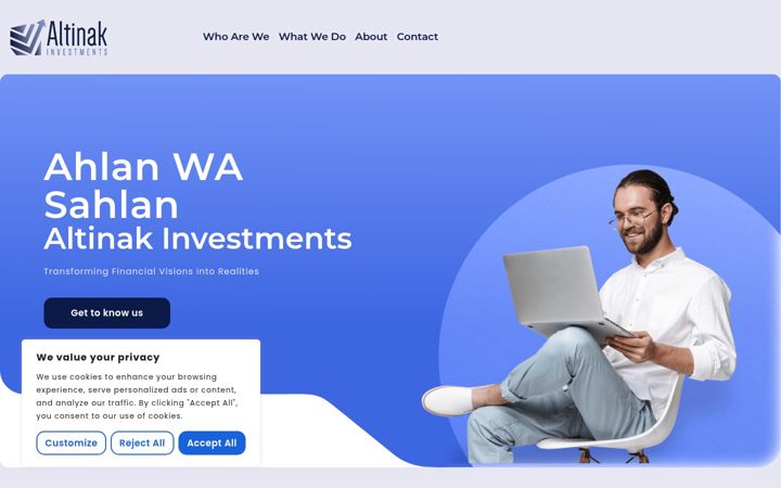 Screenshot of altinakinvestments.com