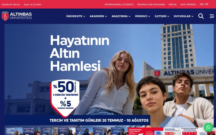 Screenshot of altinbas.edu.tr
