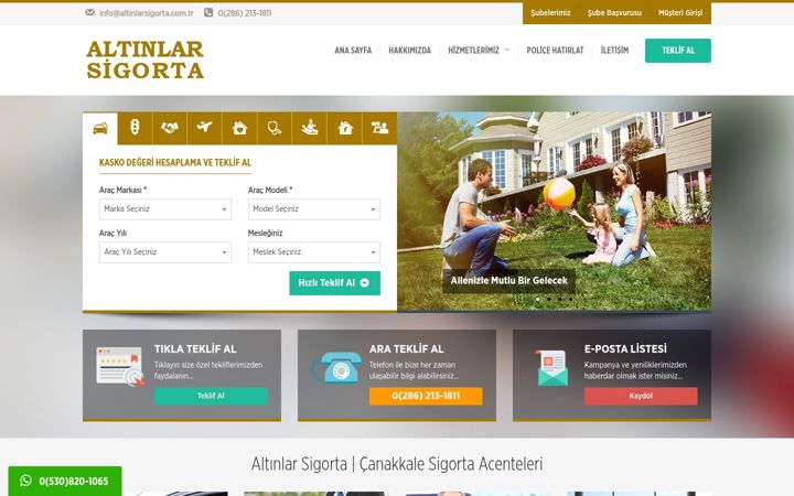Screenshot of altinlarsigorta.com.tr