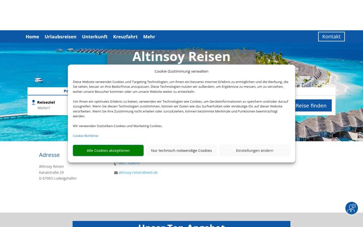 Captură de ecran a altinsoy-reisen.de