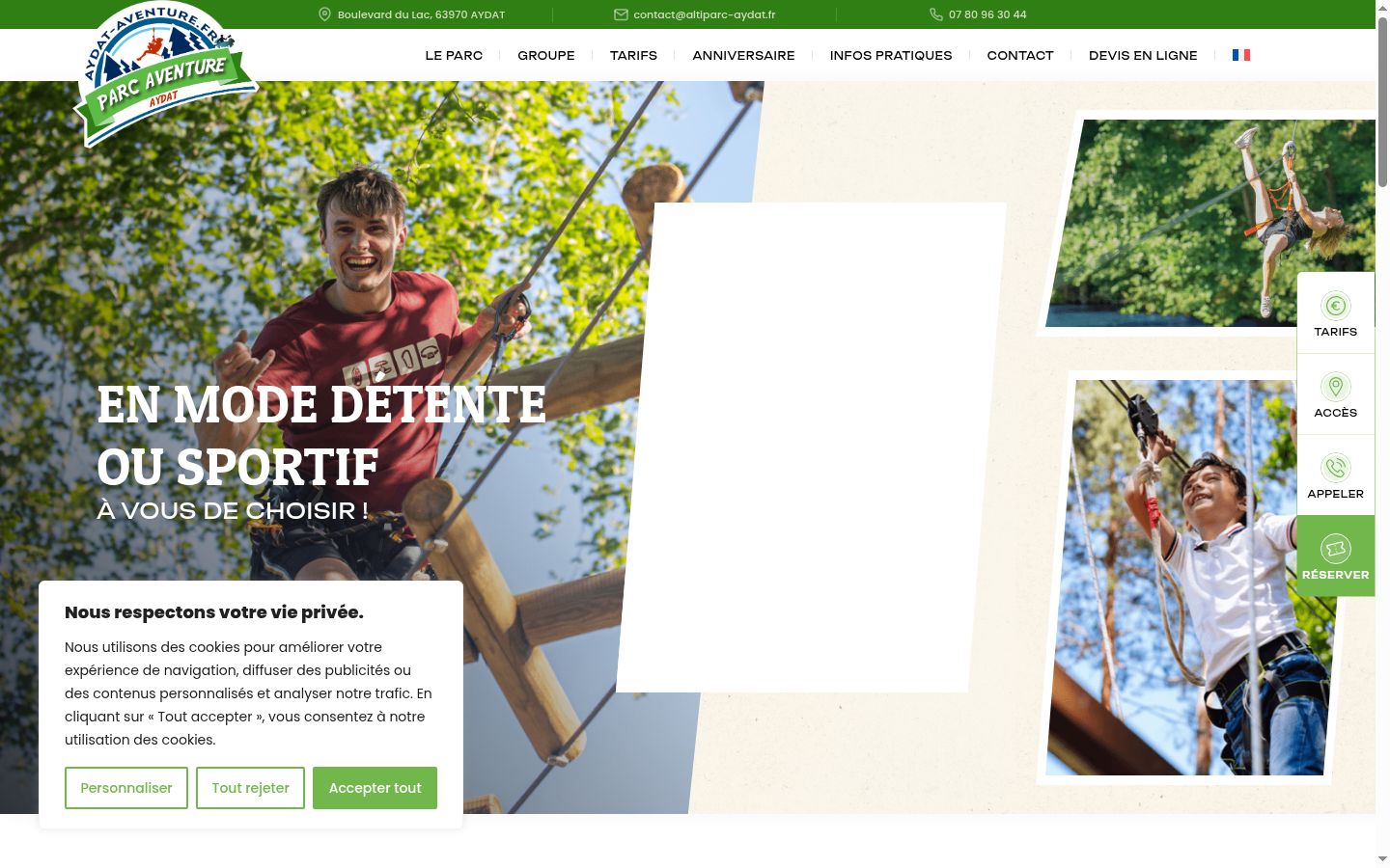 Capture d'écran de la bannière de consentement affichée avant toute interaction