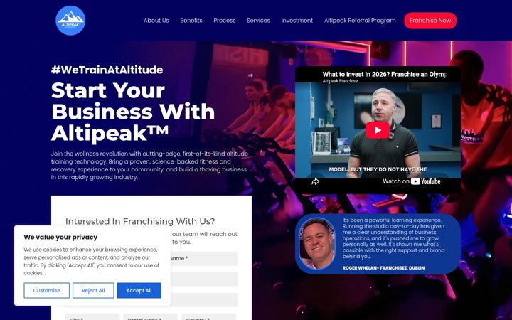 Screenshot of altipeakfranchising.com