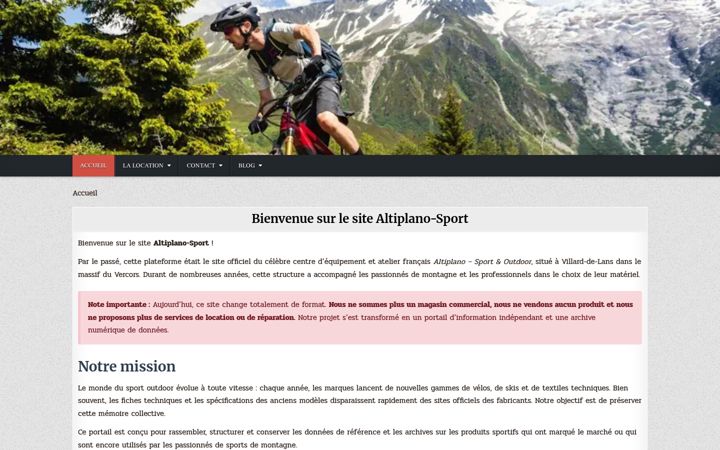 Snimka zaslona za altiplano-sport.fr
