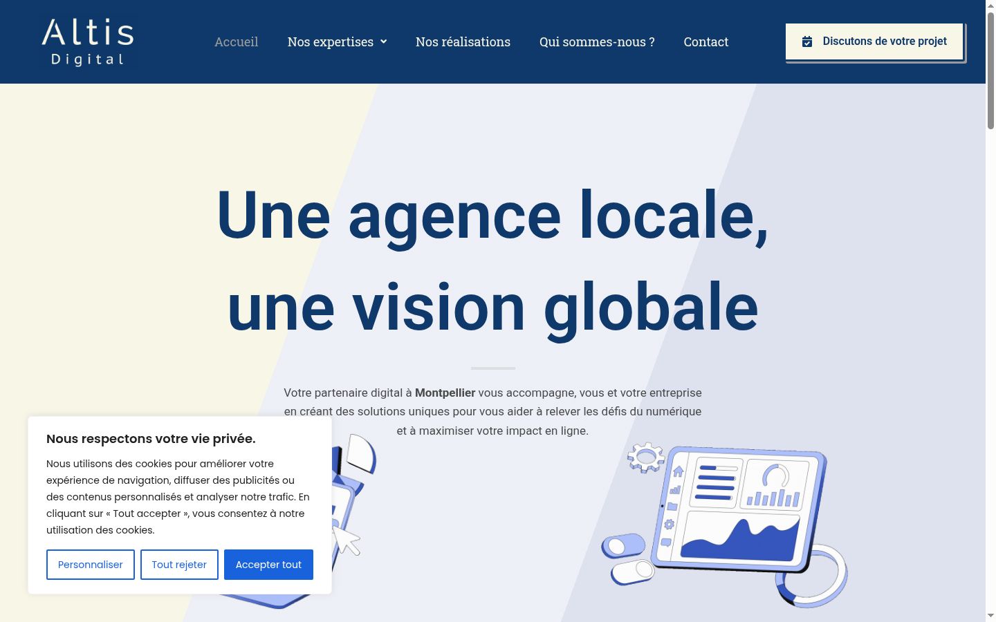 Screenshot del banner di consenso mostrato prima di qualsiasi interazione