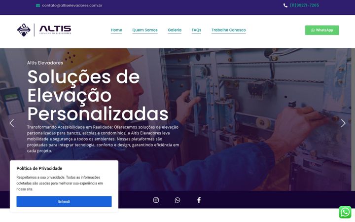 Screenshot of altiselevadores.com.br