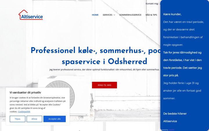 Екранна снимка на altiservice.dk