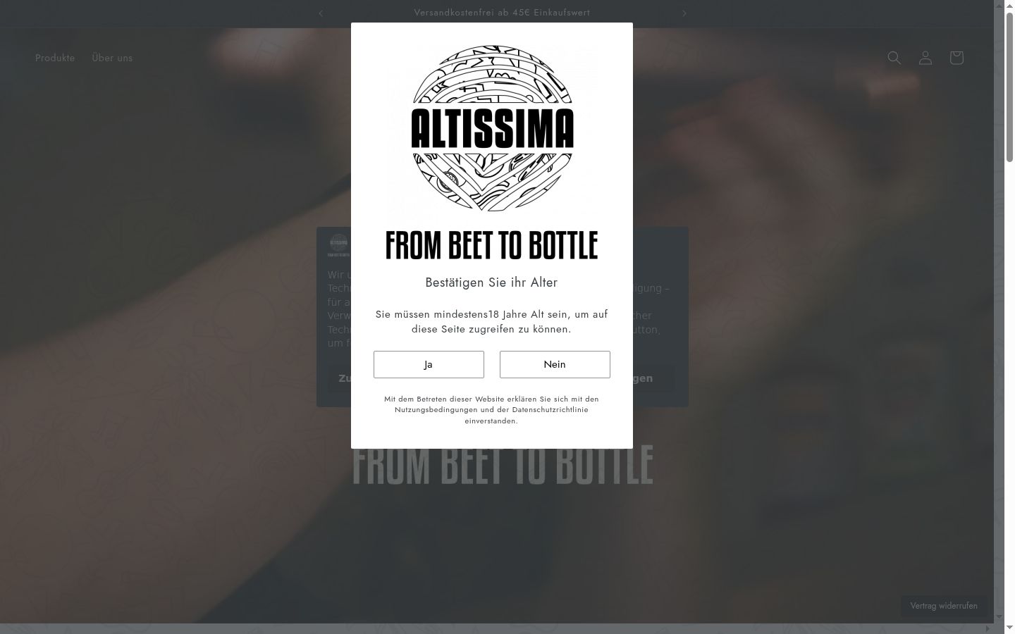 Screenshot of the consent banner shown before any interaction