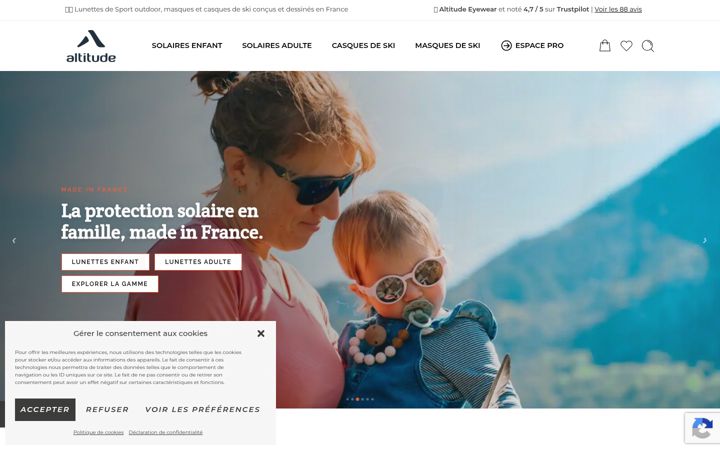 Snímek obrazovky altitude-eyewear.com