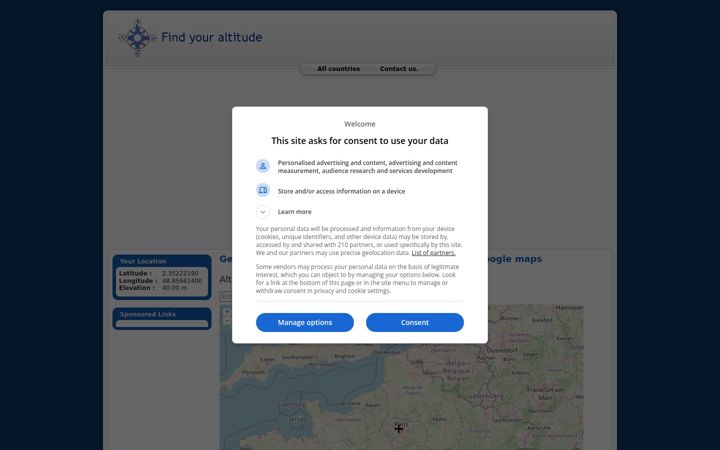 Screenshot of altitude-maps.com