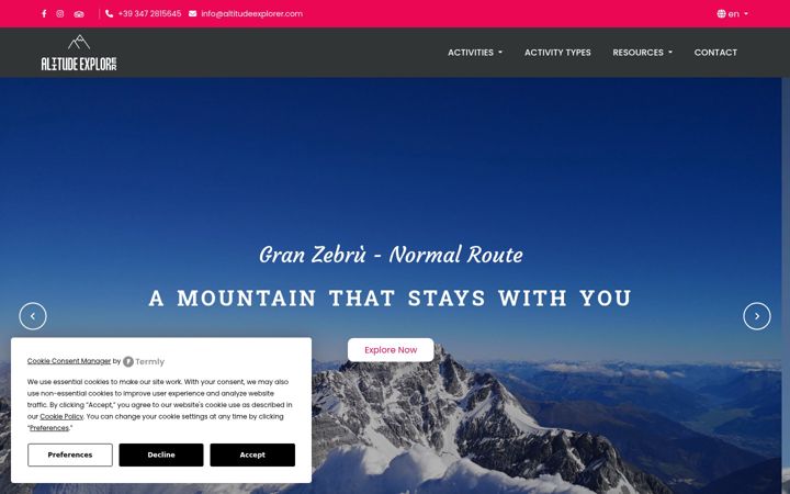 Snímek obrazovky altitudeexplorer.com