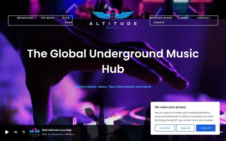 Snímek obrazovky altitudemusic.com