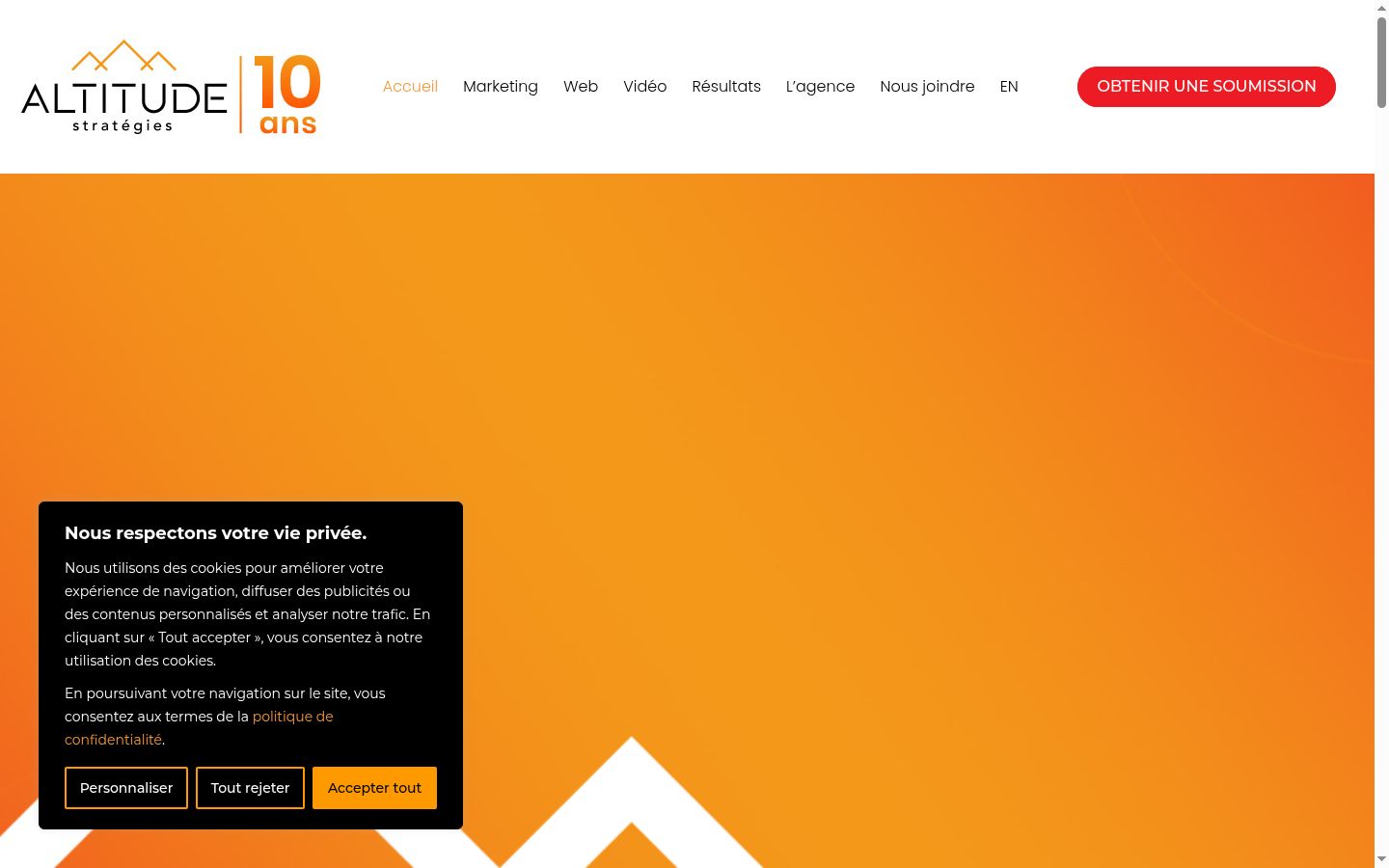 Screenshot del banner di consenso mostrato prima di qualsiasi interazione