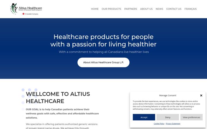 Screenshot of altiushealthcareinc.com