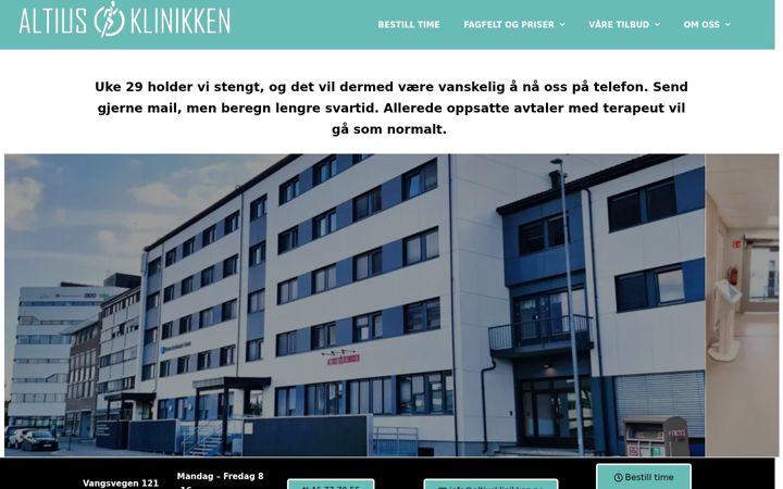 Screenshot di altiusklinikken.no