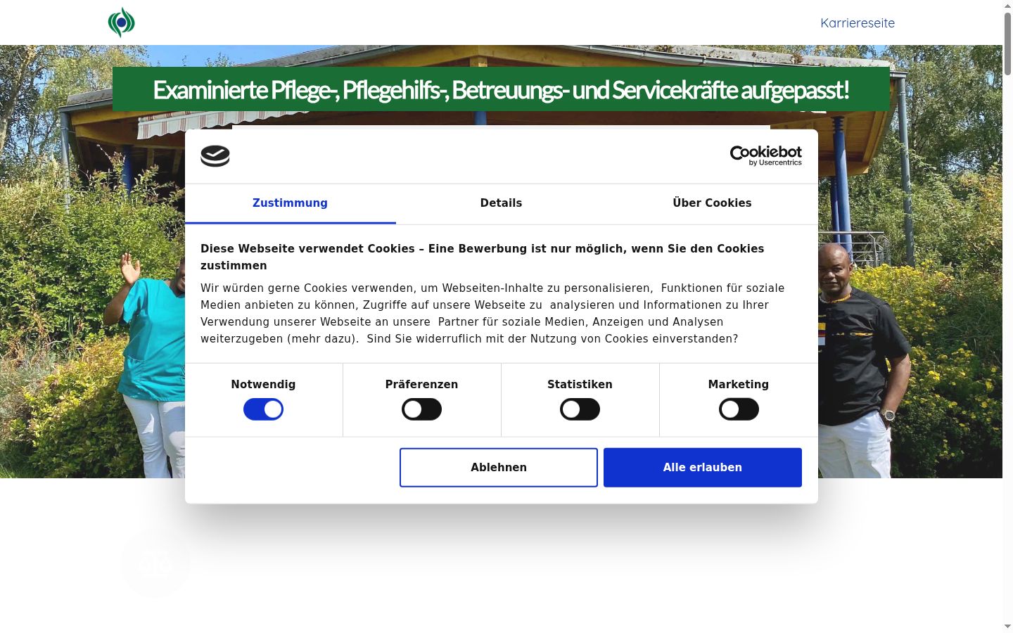 Captura de pantalla del banner de consentimiento mostrado antes de cualquier interacción