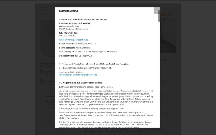 Screenshot of altmann-zahntechnik.de
