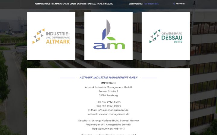 Screenshot of altmark-industrie-management-gmbh.de