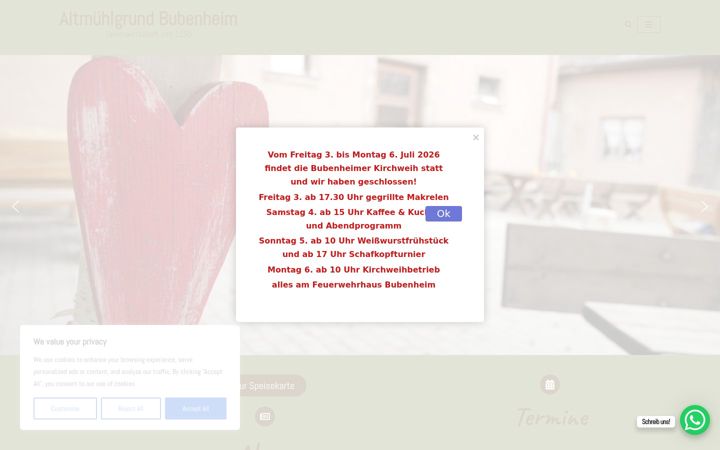 Screenshot of altmuehlgrund-bubenheim.de