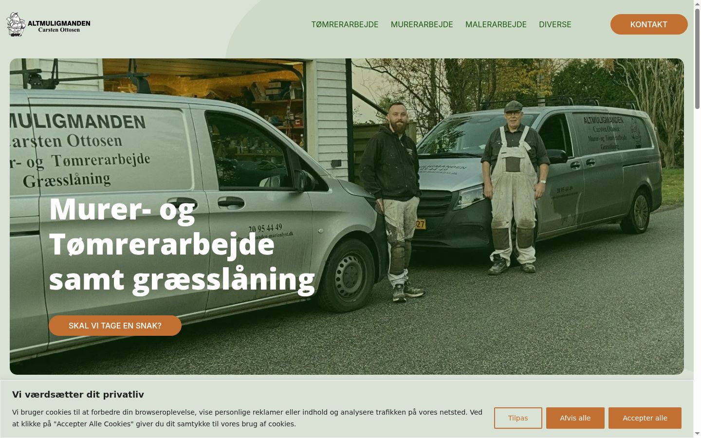 Skärmbild av samtyckesbannern som visades före någon interaktion