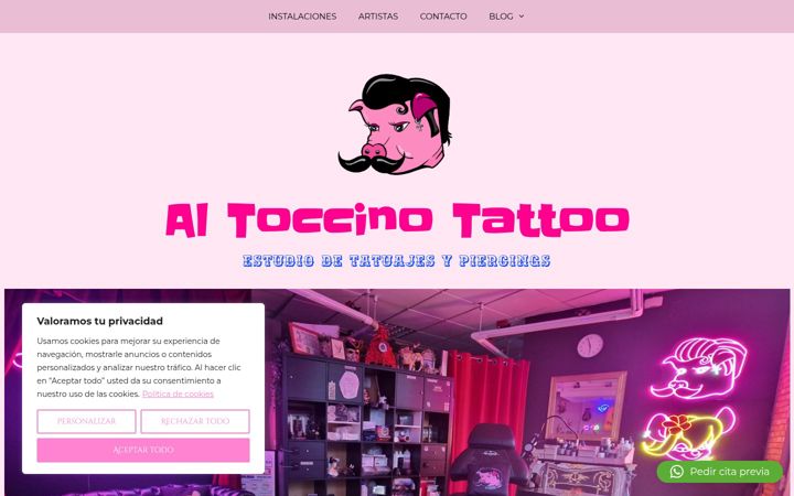 Skjámynd af altoccinotattoo.es