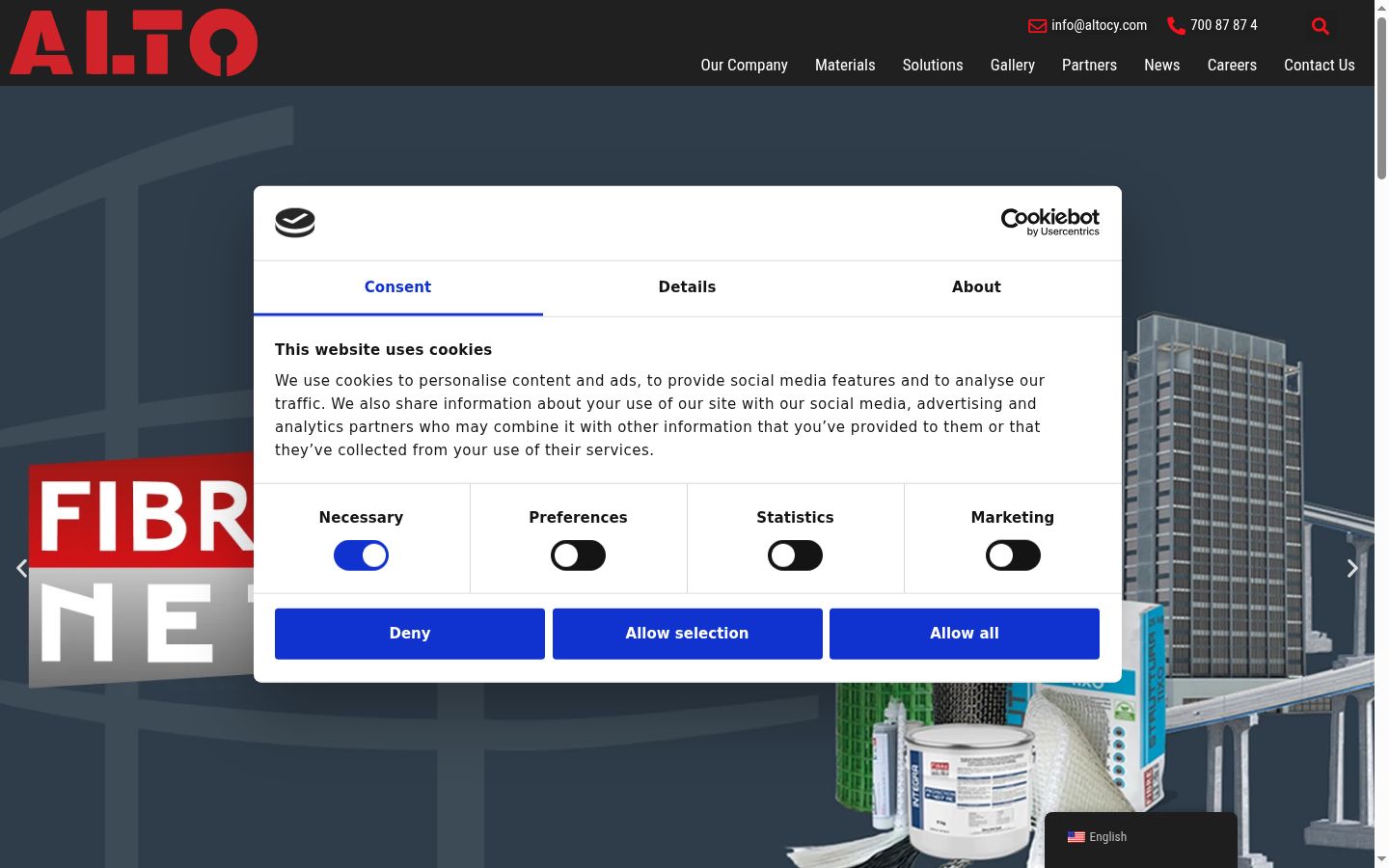 Screenshot of the consent banner shown before any interaction