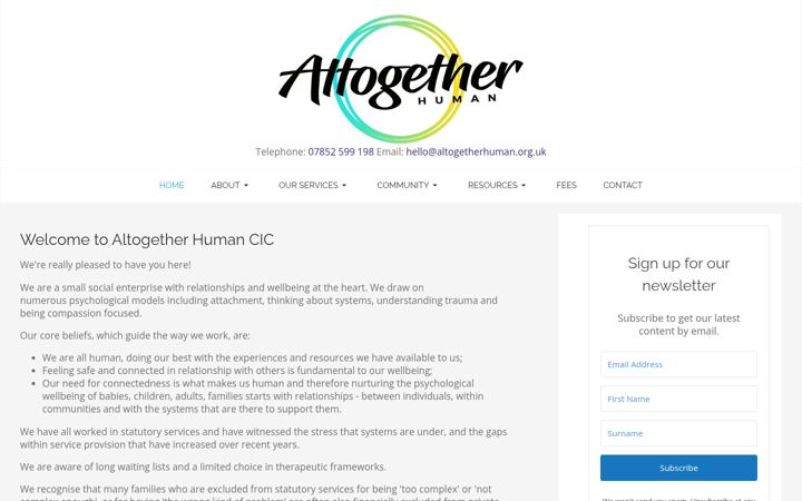 Screenshot of altogetherhuman.org.uk