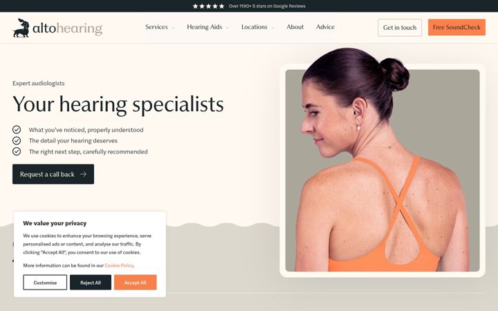 Екранна снимка на altohear.co.uk
