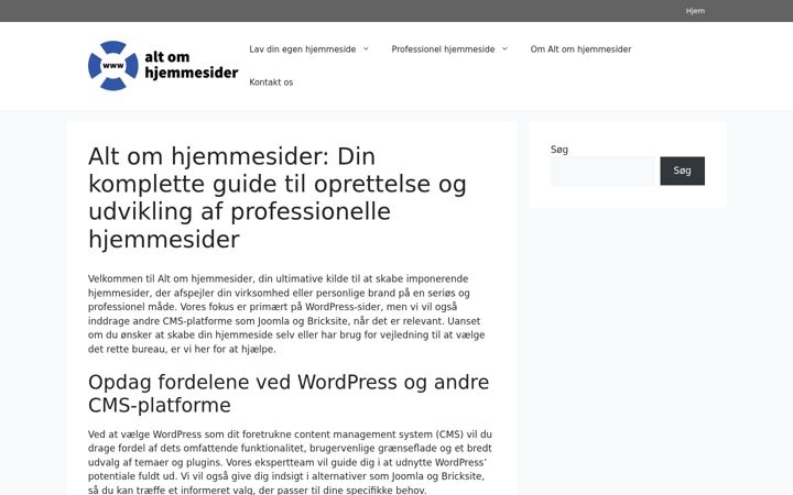 Screenshot of altomhjemmesider.dk