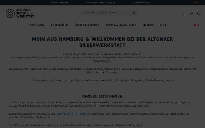 Screenshot of altonaer-silberwerkstatt.de