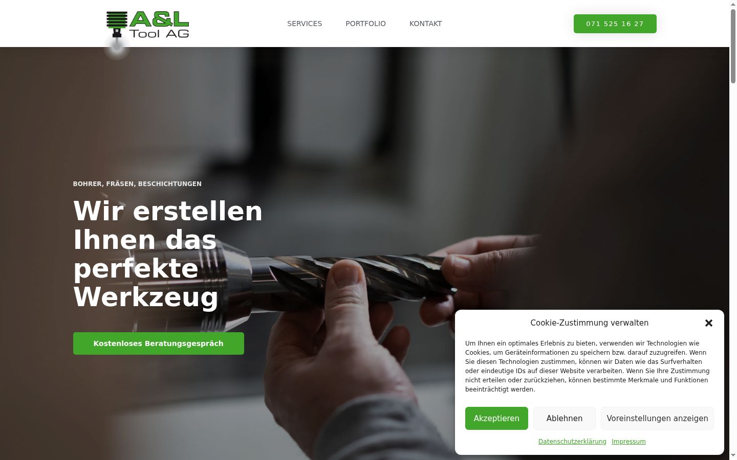 Screenshot des Einwilligungsbanners vor jeglicher Interaktion