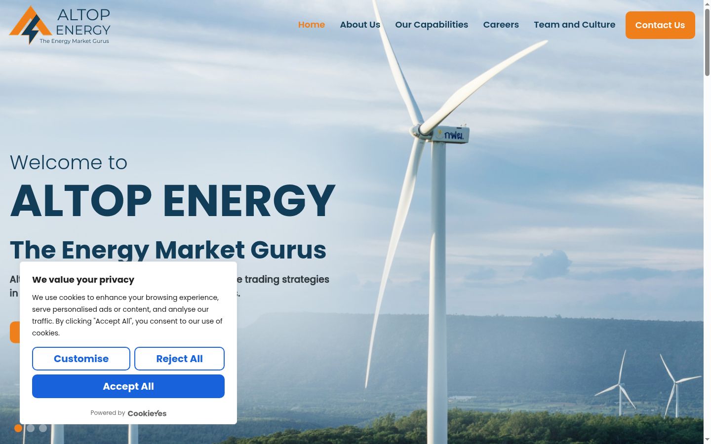 Screenshot of the consent banner shown before any interaction