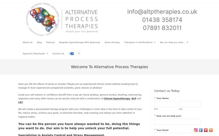 Screenshot of altptherapies.co.uk