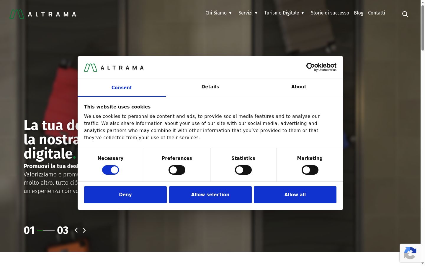 Capture d'écran de la bannière de consentement affichée avant toute interaction